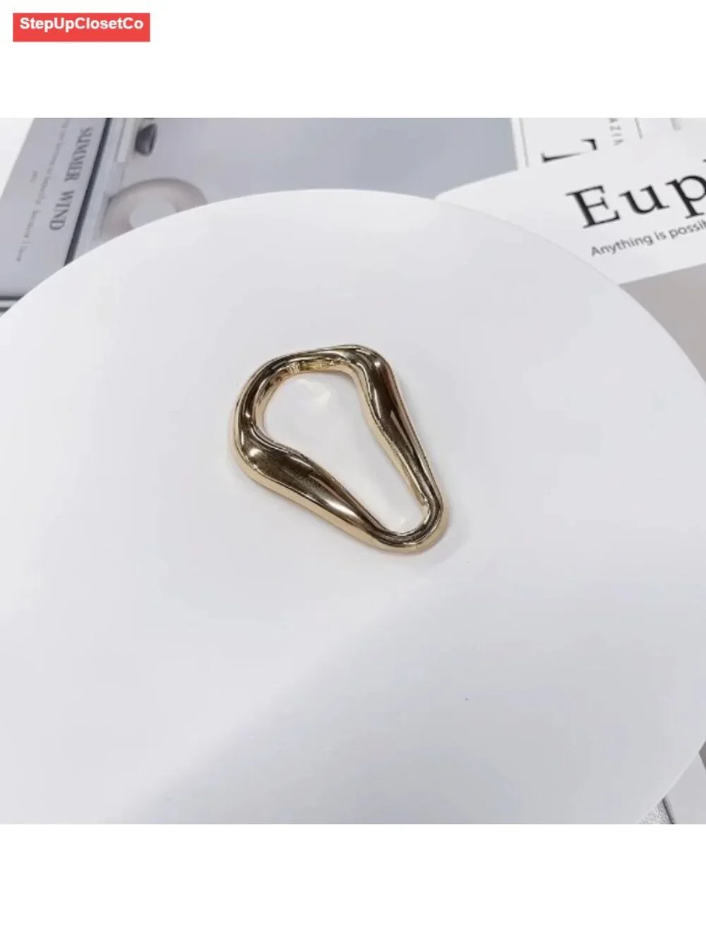 Geometric Teardrop Brooch Pin Stainless Steel Gold/Silver Plated Lapel Pin for